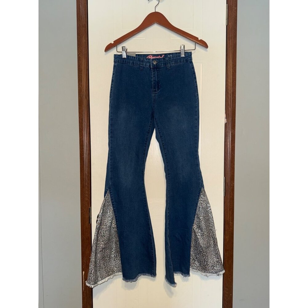 Cowgirl Hardware Girls Leopard Flared Jeans Size 12